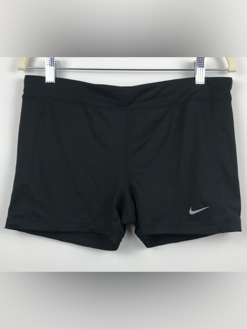Nike Dri Fit Black Fitted Active Shorts Size L Zip Pocket - Picture 2 of 14